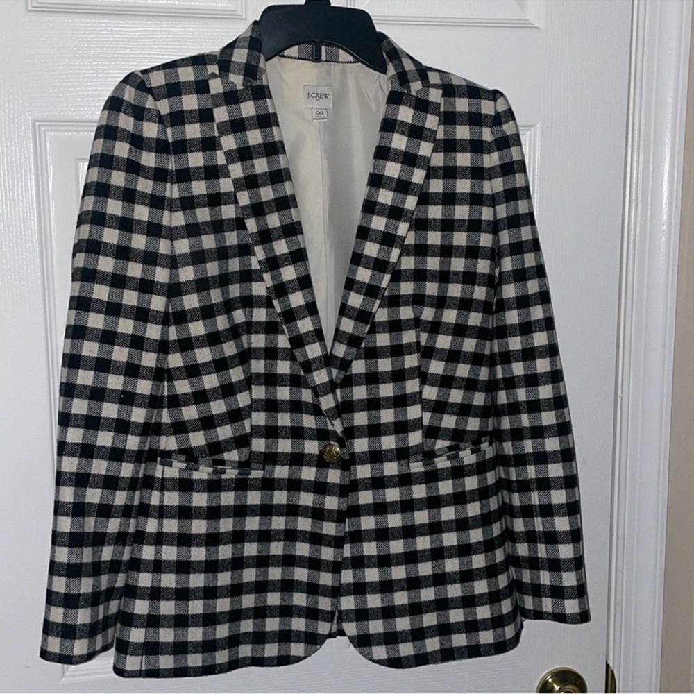 J. Crew | Black & Off White Gingham Blazer